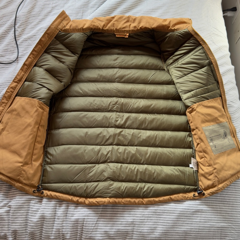 Fjallraven Mens Ovik Lite Vest- size M Brown Tan Down Puffer - Picture 3 of 11
